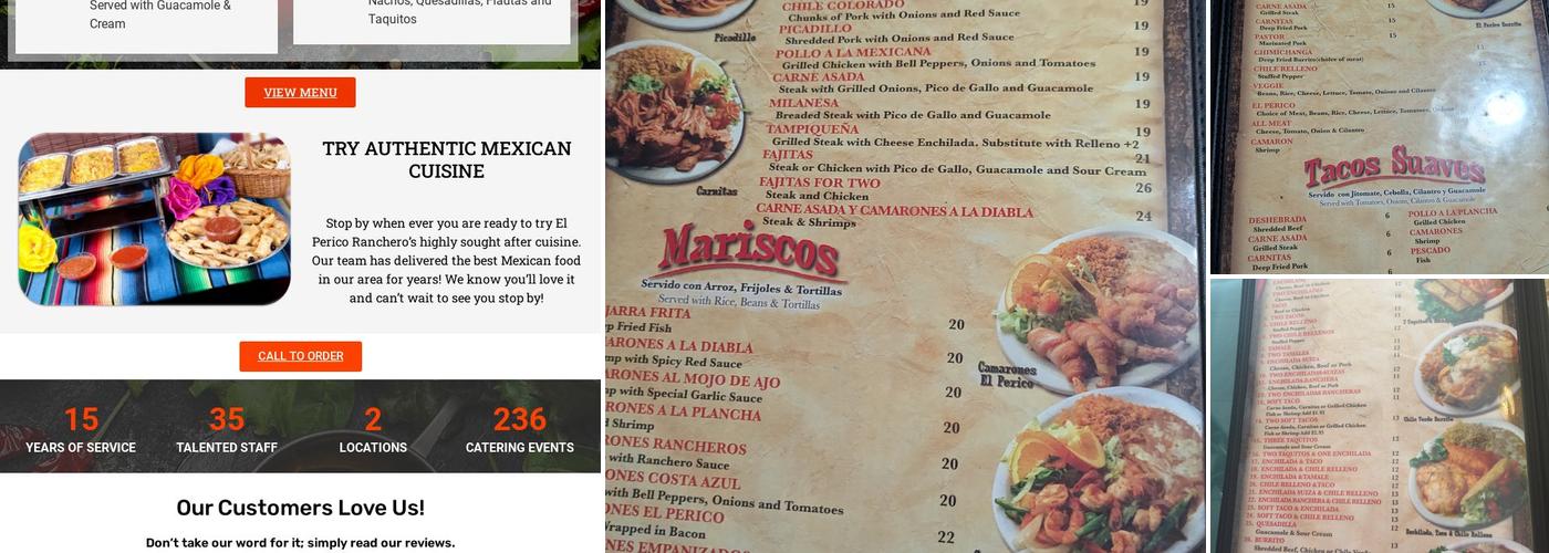 El Perico Ranchero Menu