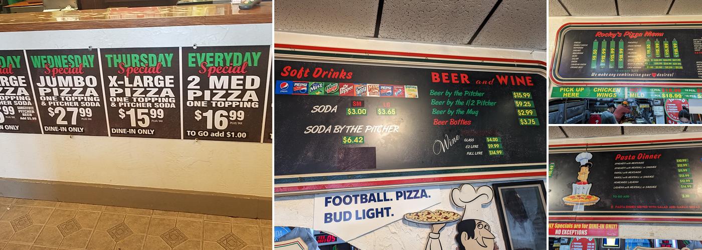 Rocky's New York Pizza Menu