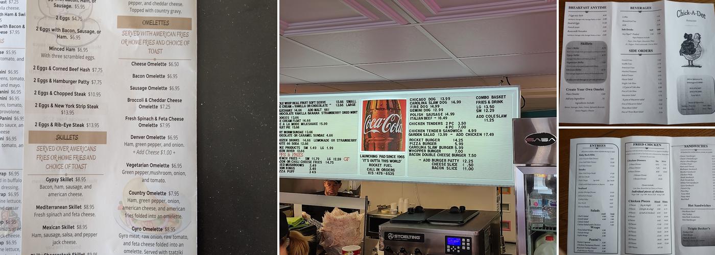 Chick-A-Dee Restaurant Menu