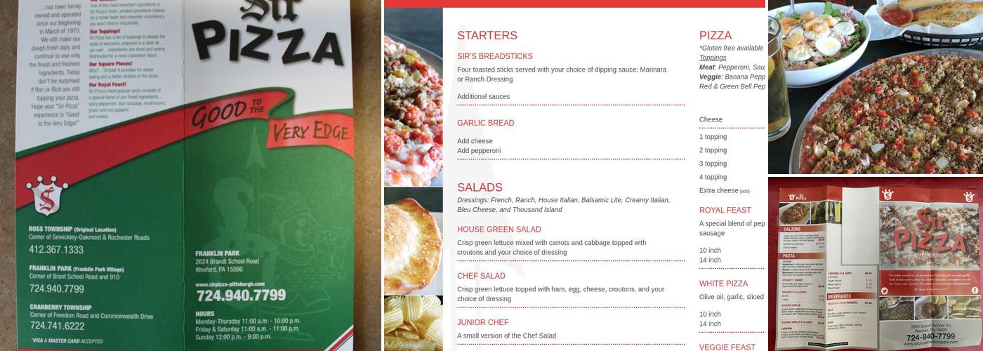 Sir Pizza Menu