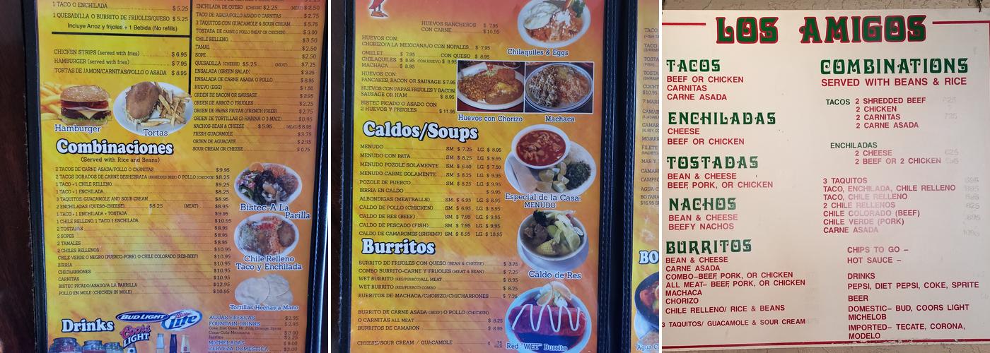 Los Amigos Menu