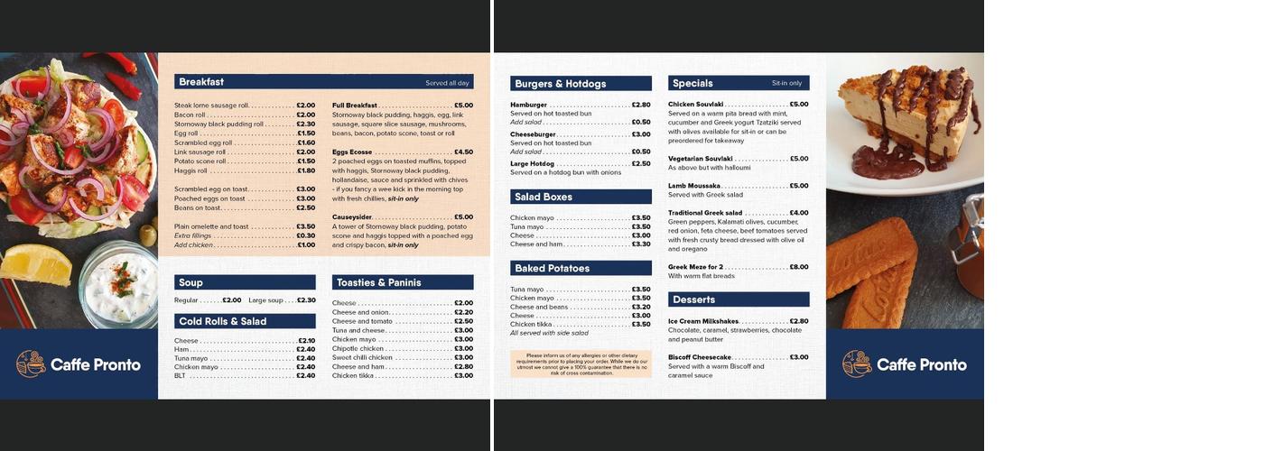 Caffé Pronto Menu