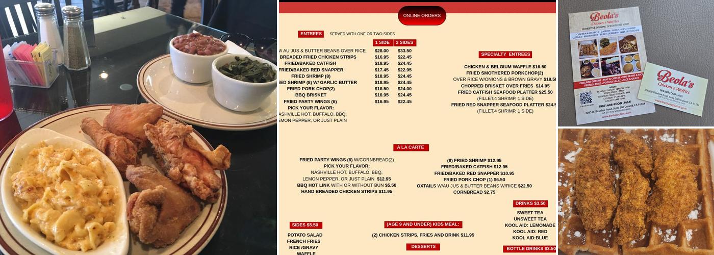 Beola's Chicken & Waffles Menu