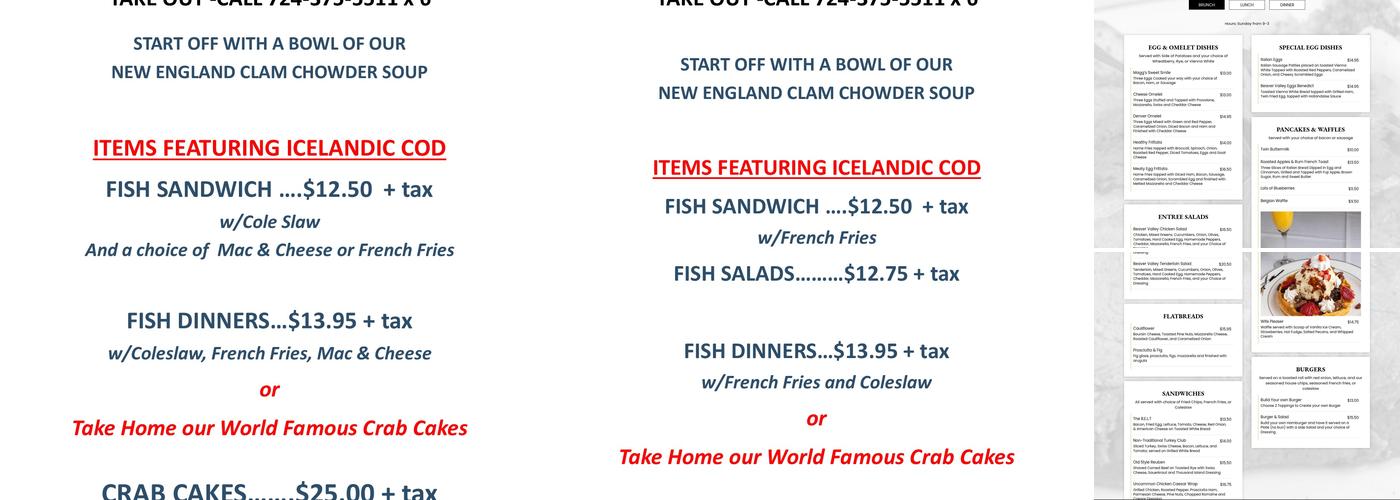 Magg's Restaurant Menu