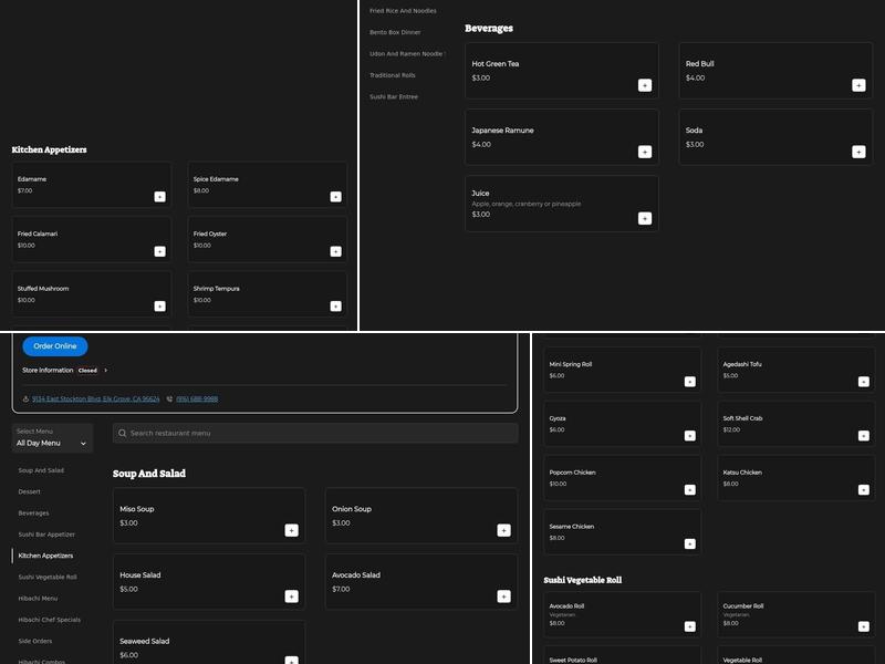 Kobe Steak & Sushi Menu