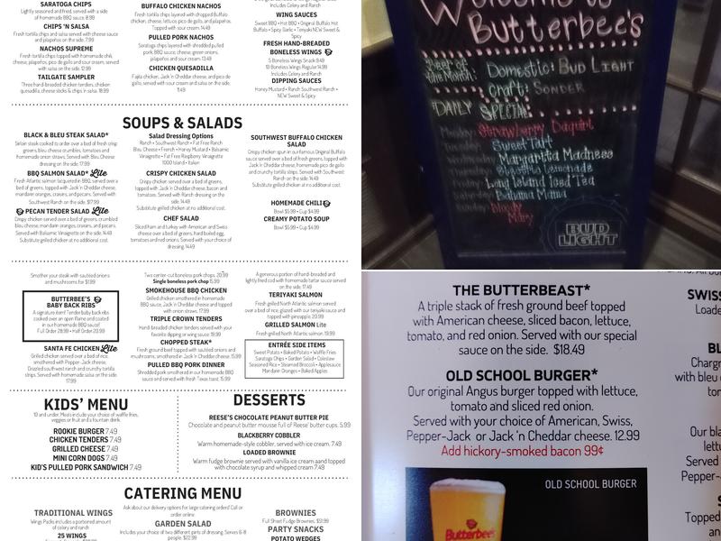 Butterbee's American Grille Menu