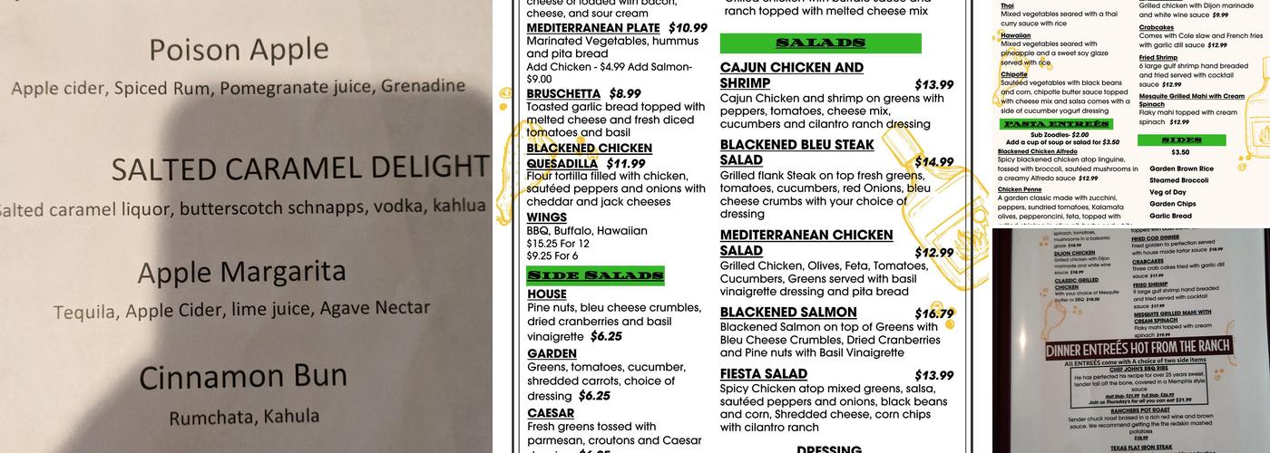 Through The Garden Restaurant Menu