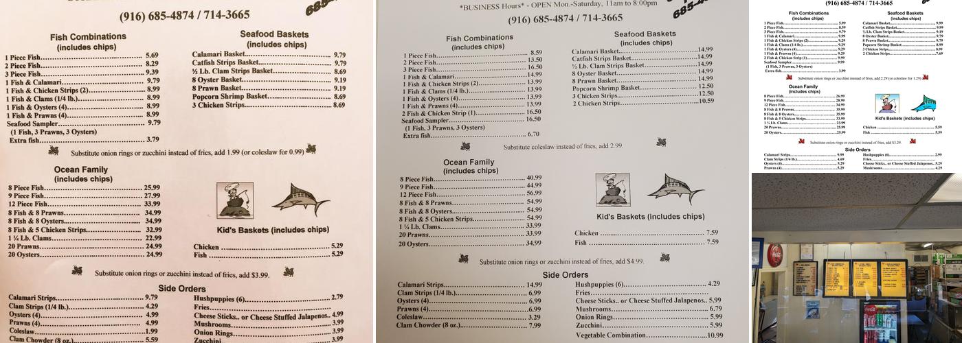 Ocean Fish & Chips Menu