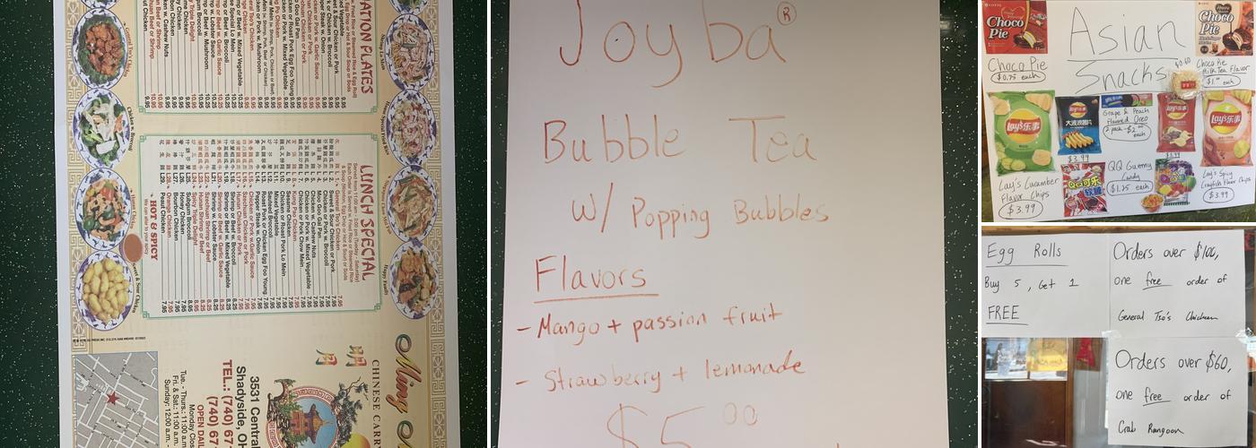Ming Moon Menu