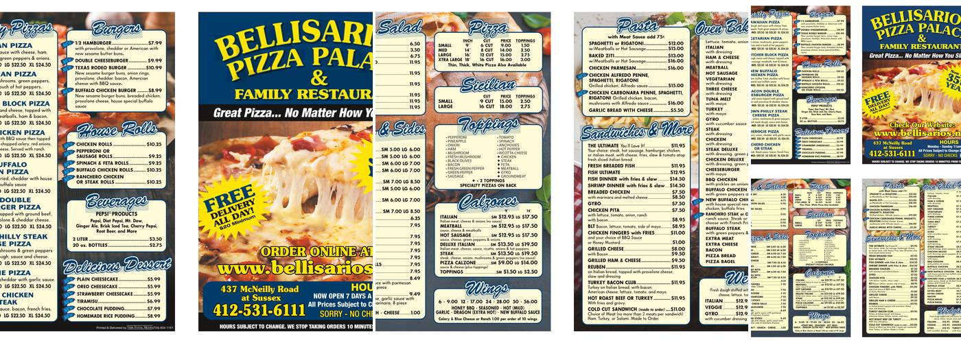 Bellisario's Pizza Palace Menu