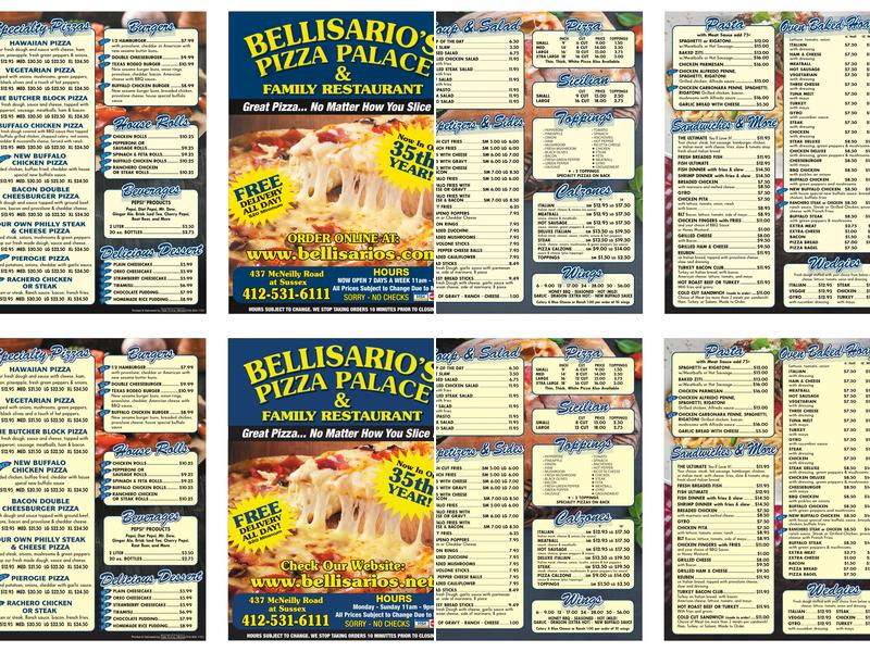 Bellisario's Pizza Palace Menu