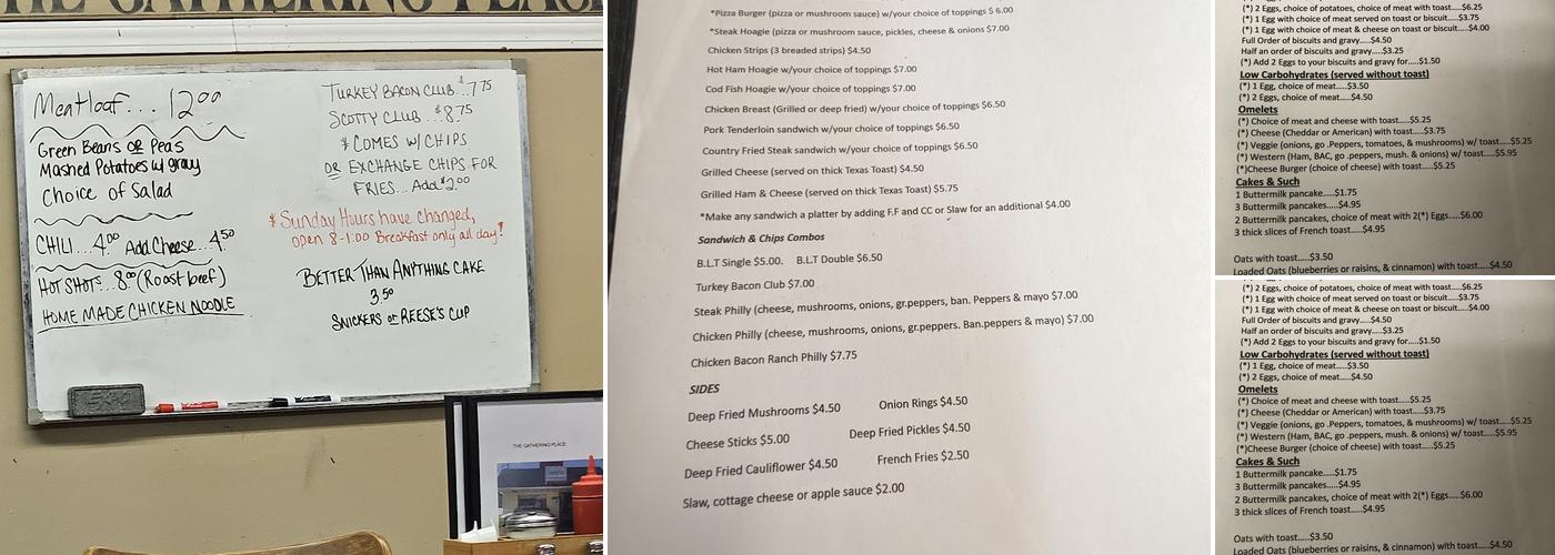 Gathering Place Menu