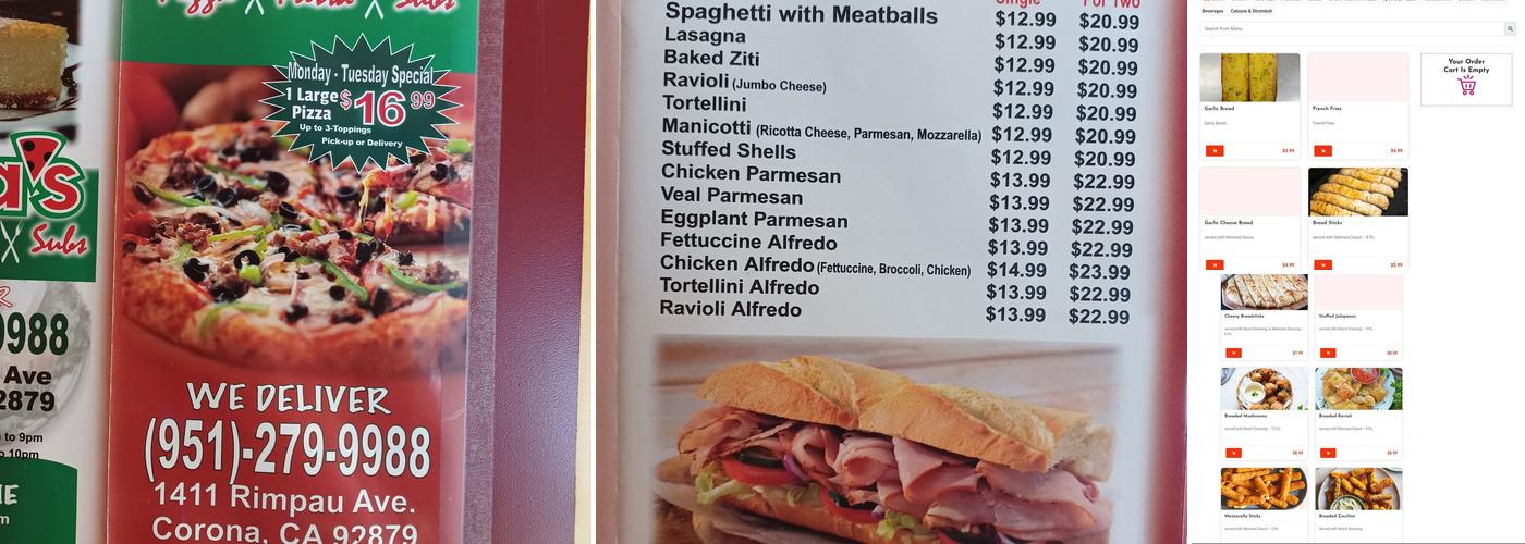 Dalia's Pizza Menu