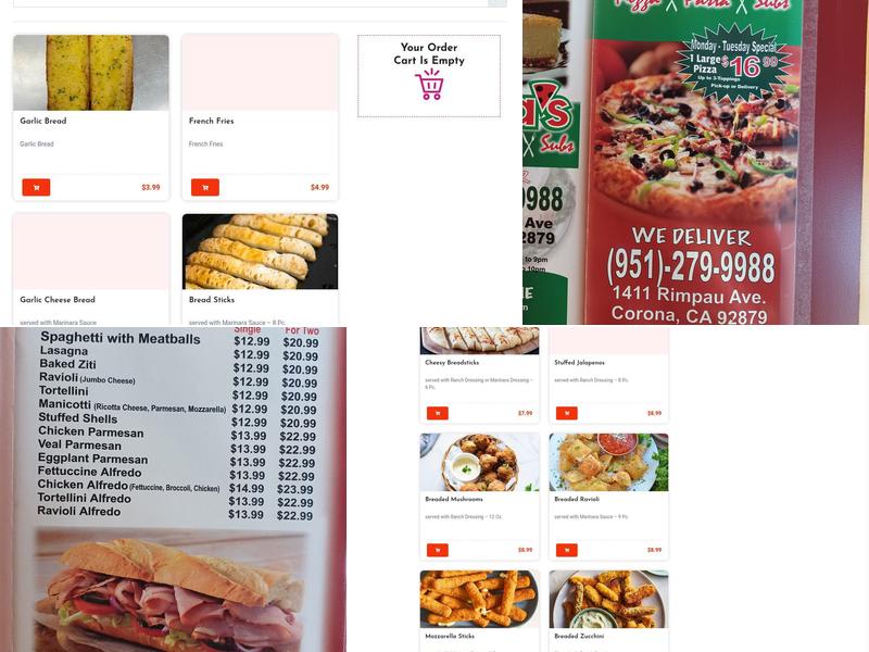 Dalia's Pizza Menu