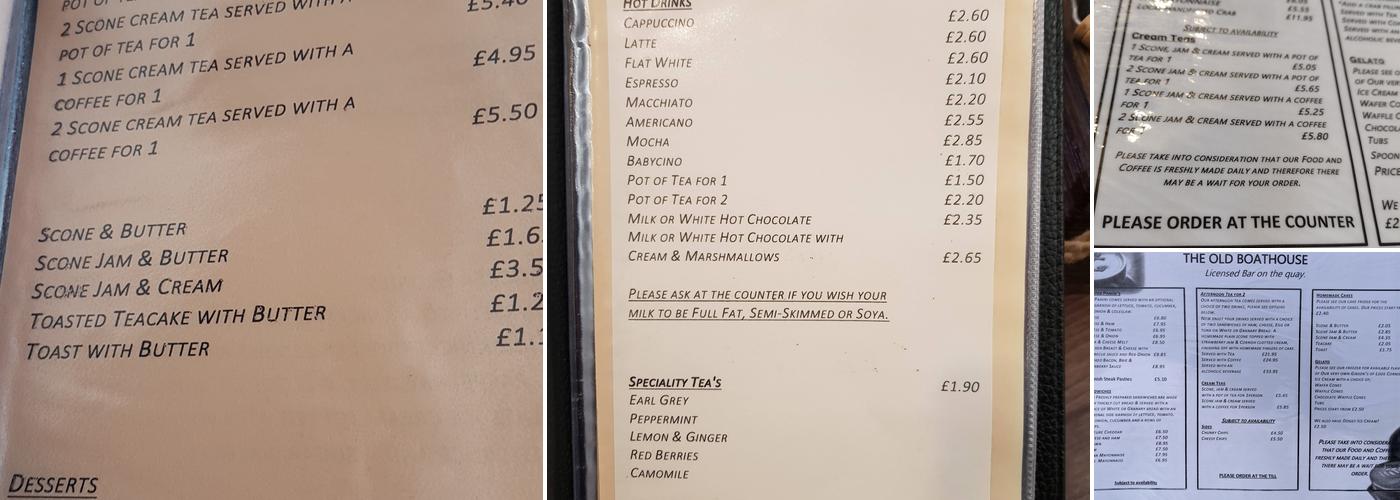 The Old Boat House Menu