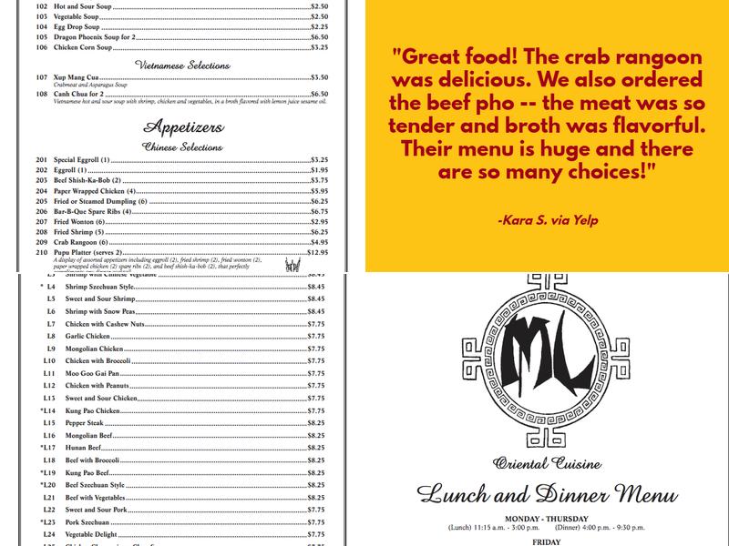 MeLyng Restaurant Menu