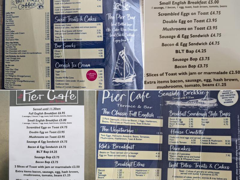 The Pier Cafe Menu