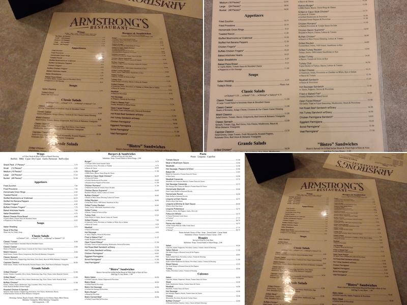 Armstrong's Menu