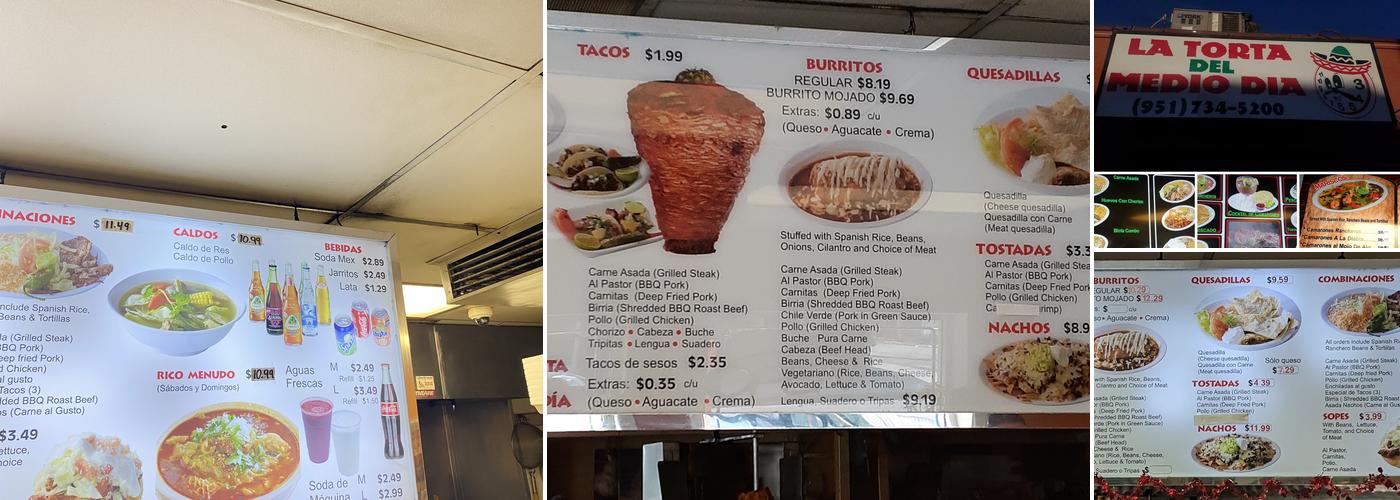 La Torta Del Medio Dia Menu