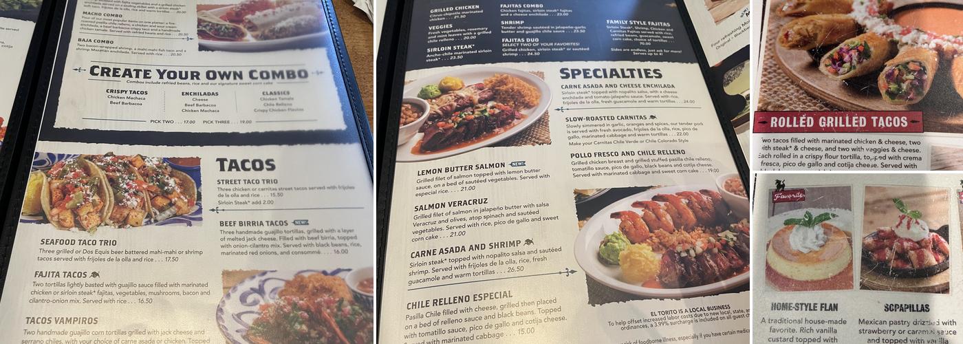 El Torito Menu