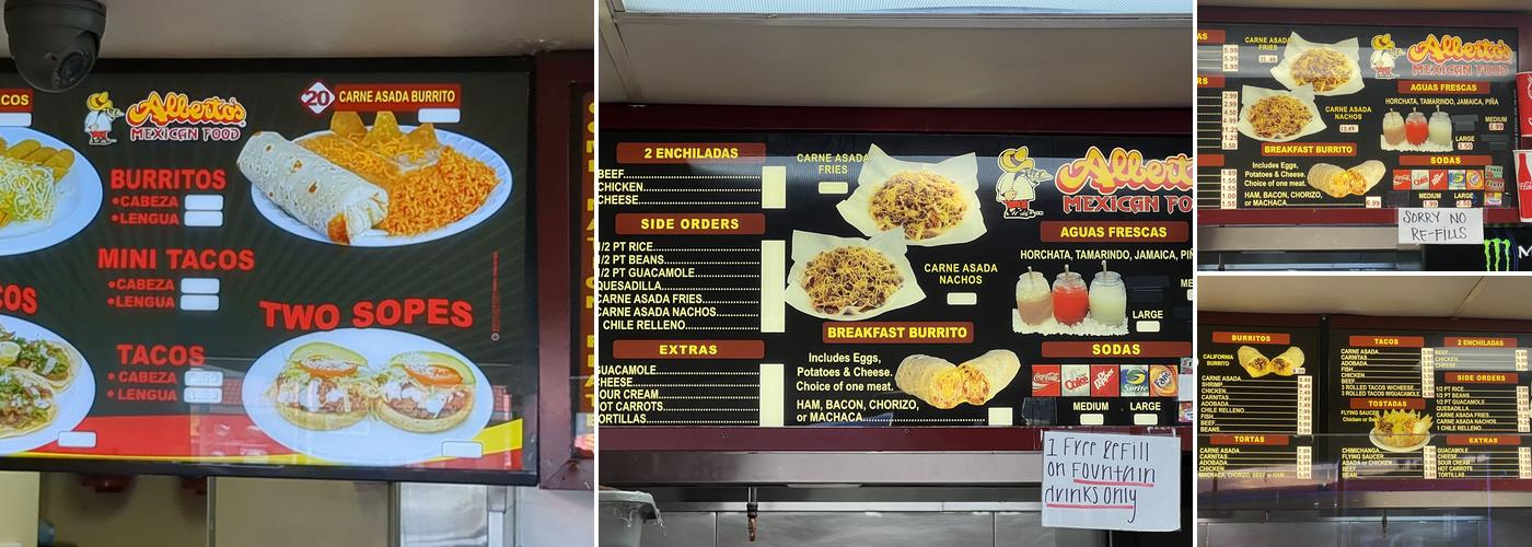Alberto's Mexican Food Menu