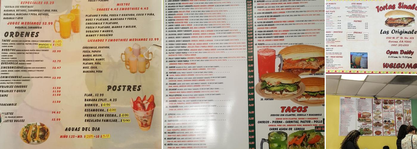 Tortas Sinaloa Menu