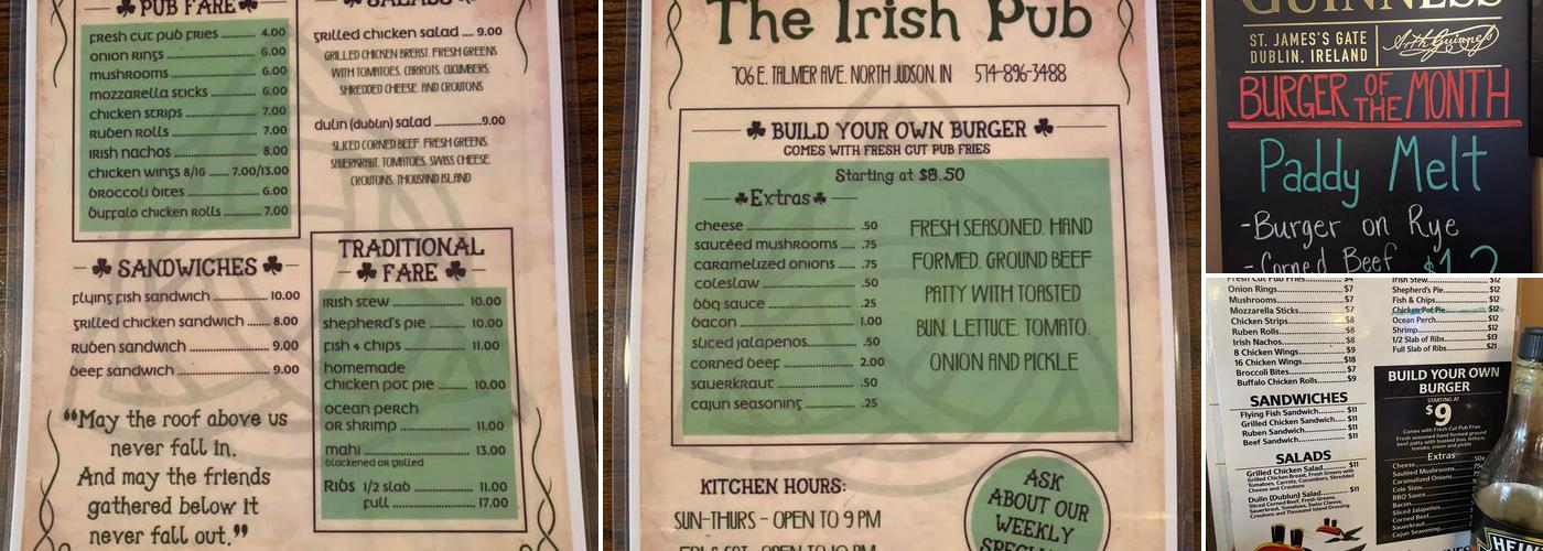 Irish Pub Menu