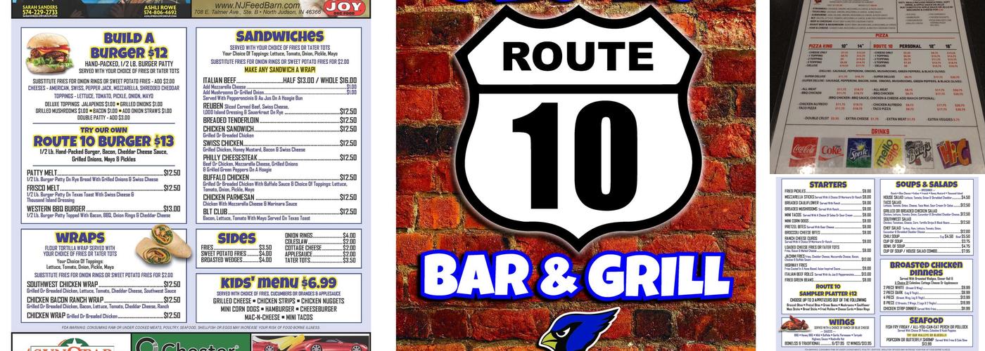 Judson's Route 10 Bar & Grill Menu
