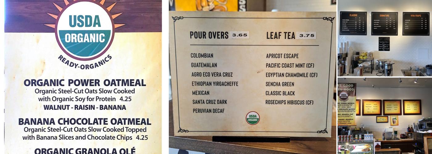 Viva Espresso Organics Menu