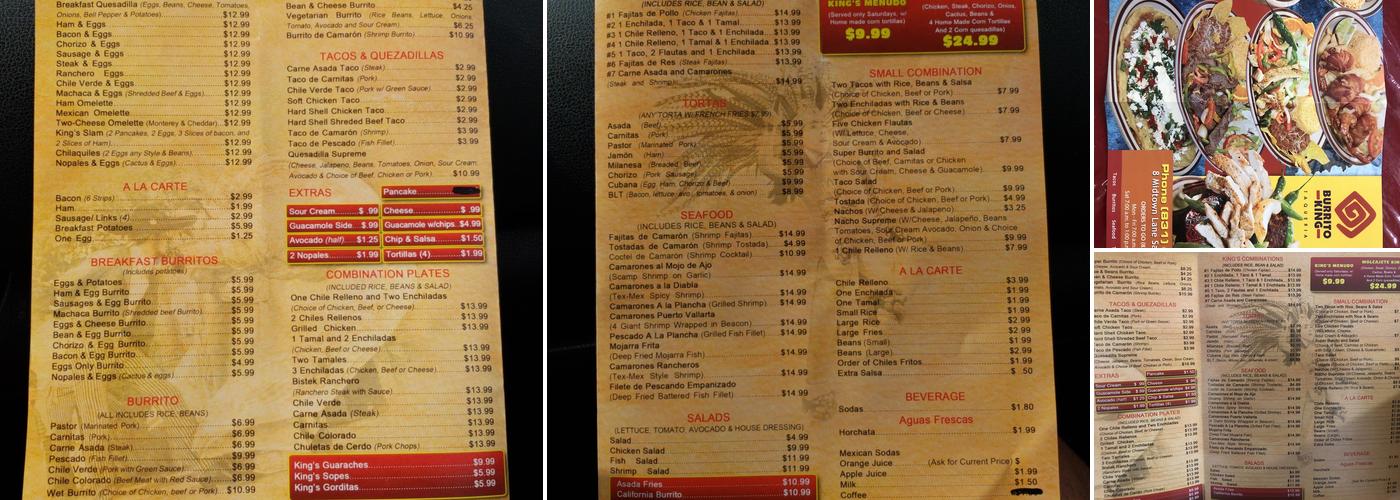 Taqueria El Burrito King Menu