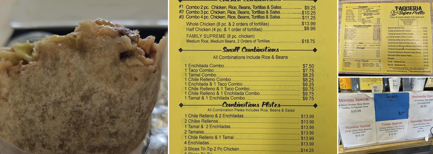 Taqueria Super Pollo Menu