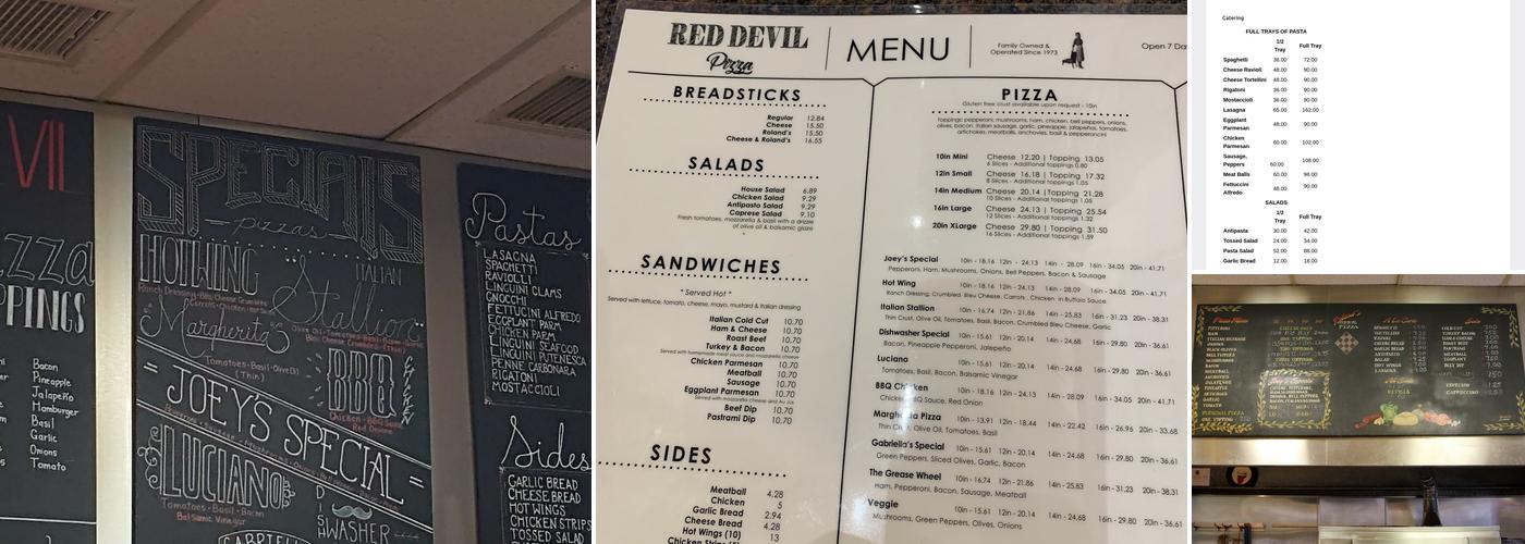 Red Devil Pizza Menu