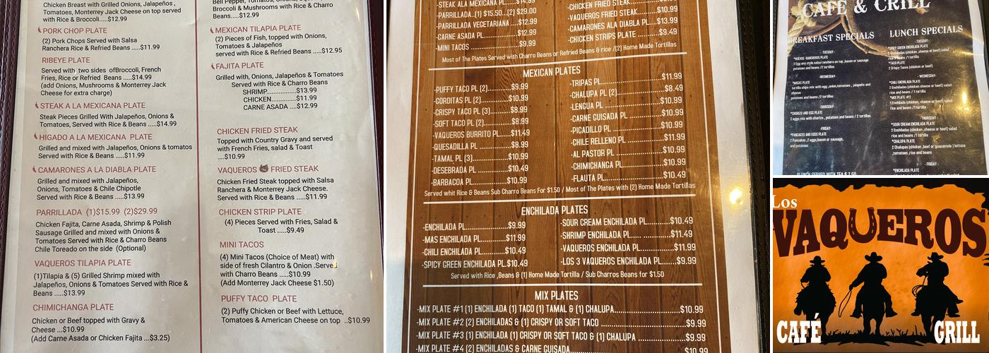 Los Vaqueros Cafe & Grill Menu