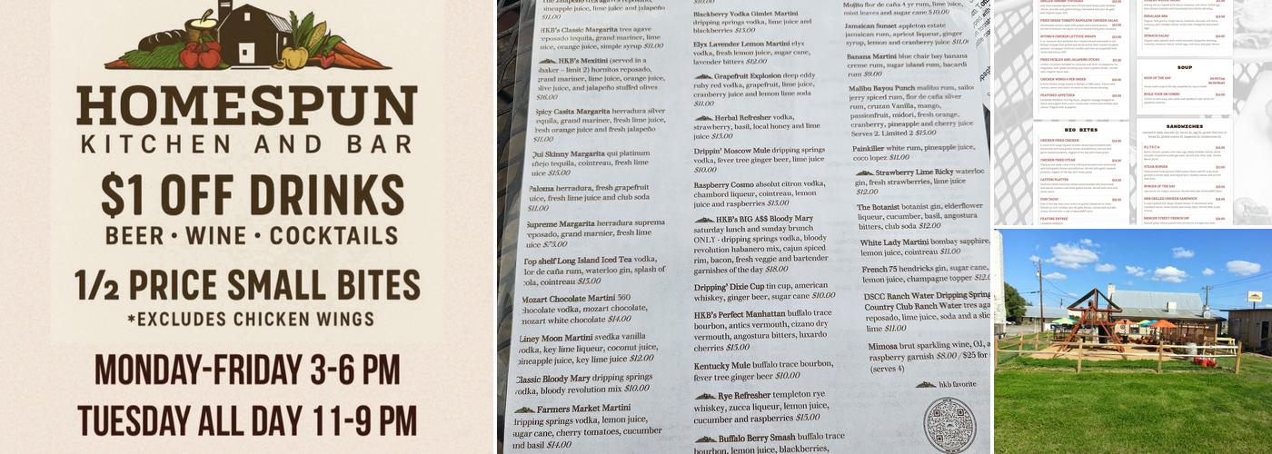 Homespun Kitchen and Bar Menu