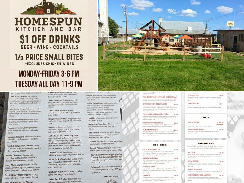 Homespun Kitchen and Bar Menu