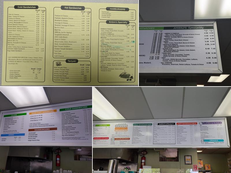 Ambros Sandwich Menu