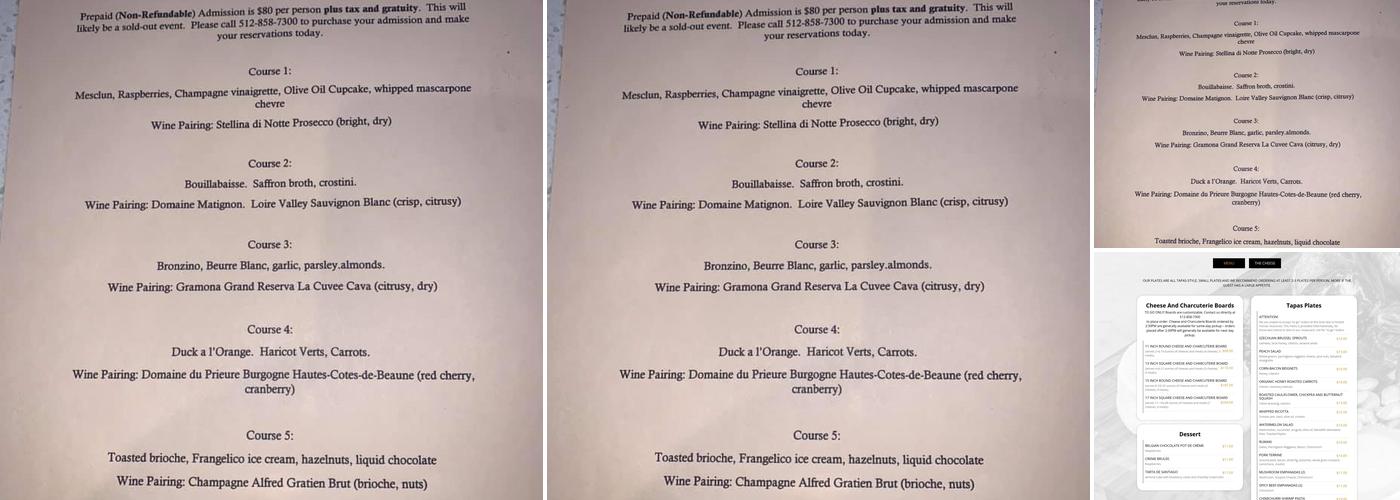 Epicure Menu