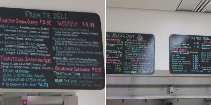 Blue Sky Cafe Menu