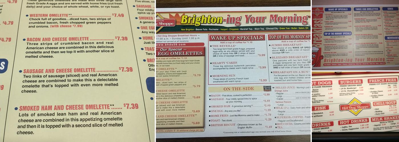 Brighton Hot Dog Shoppe Menu