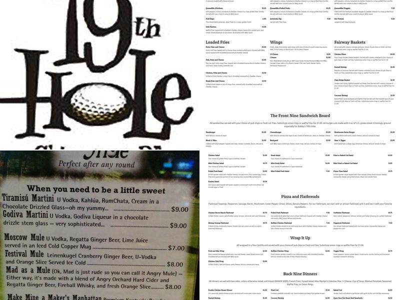 19th Hole Menu