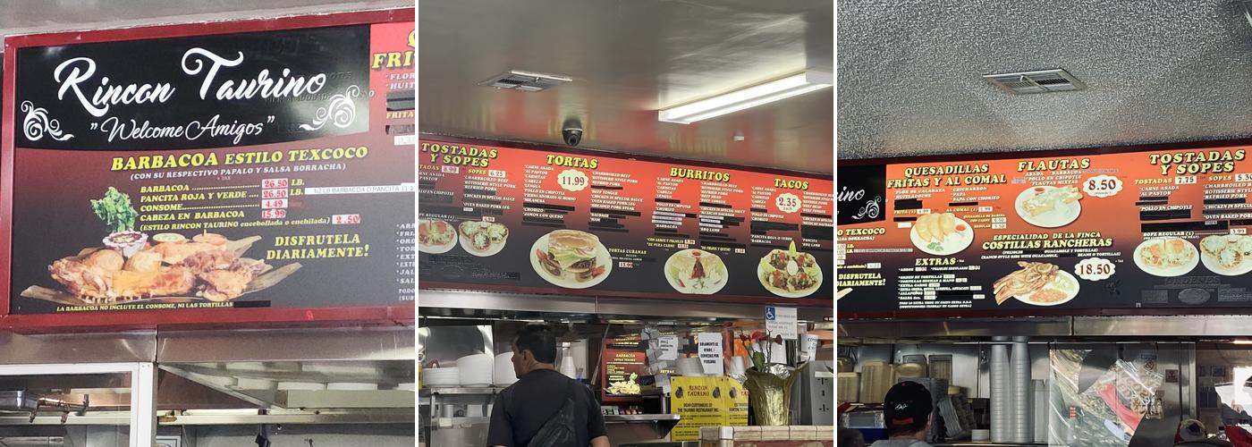 Rincon Taurino Restaurant Menu