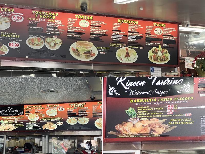 Rincon Taurino Restaurant Menu