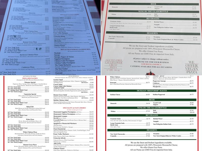 Paisanos Pizza & Pasta Menu