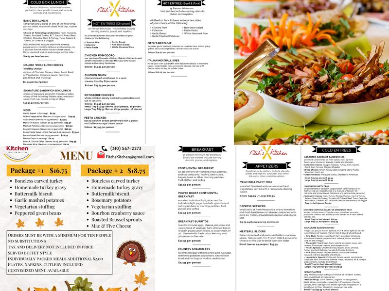 Fitch's Kitchen Menu