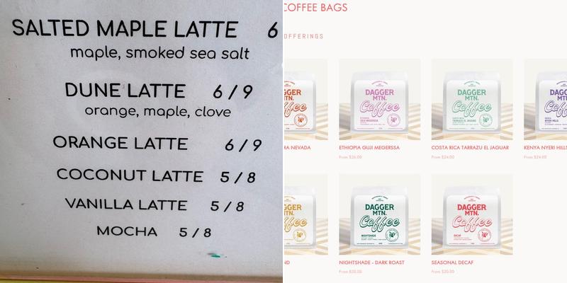 Dagger Mountain Roastery Menu