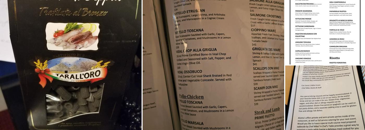 Aliotta's Via Firenze Menu