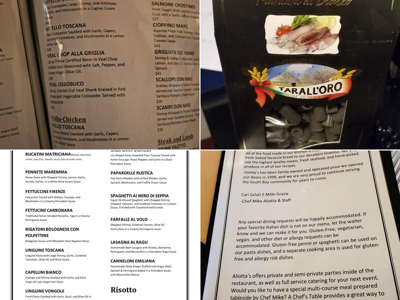 Aliotta's Via Firenze Menu