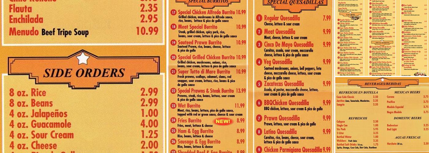 Americana Pizza & Taqueria Hayward Menu