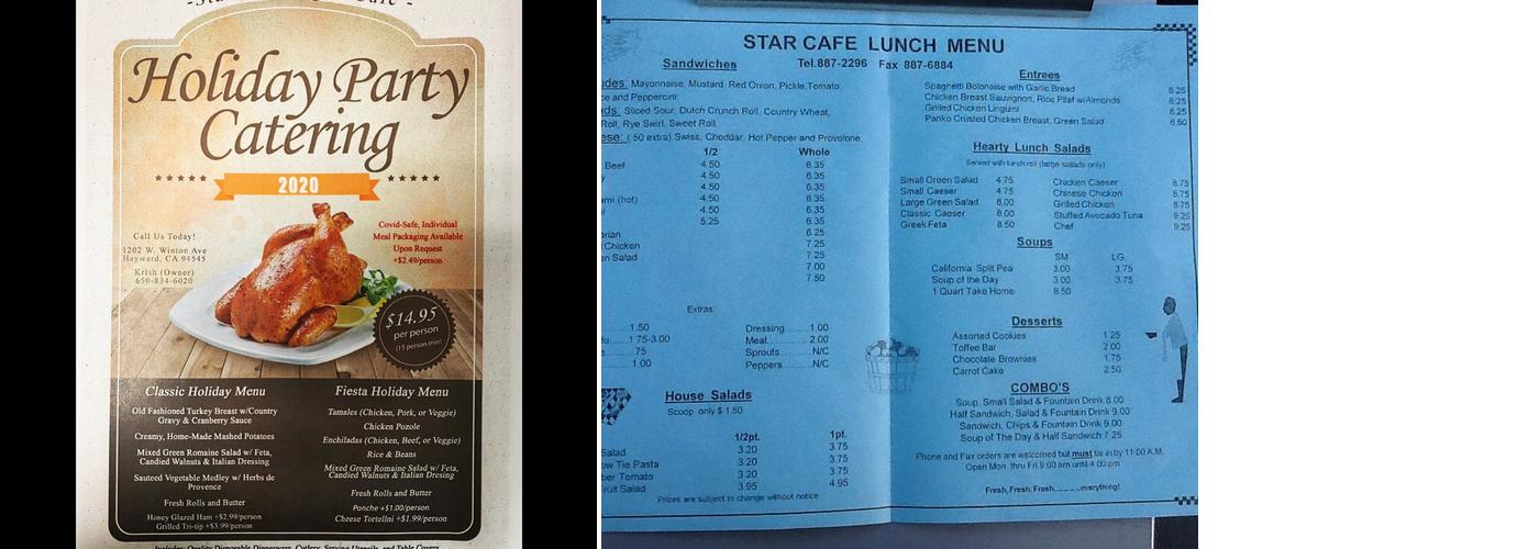 Star Catering & Cafe Menu