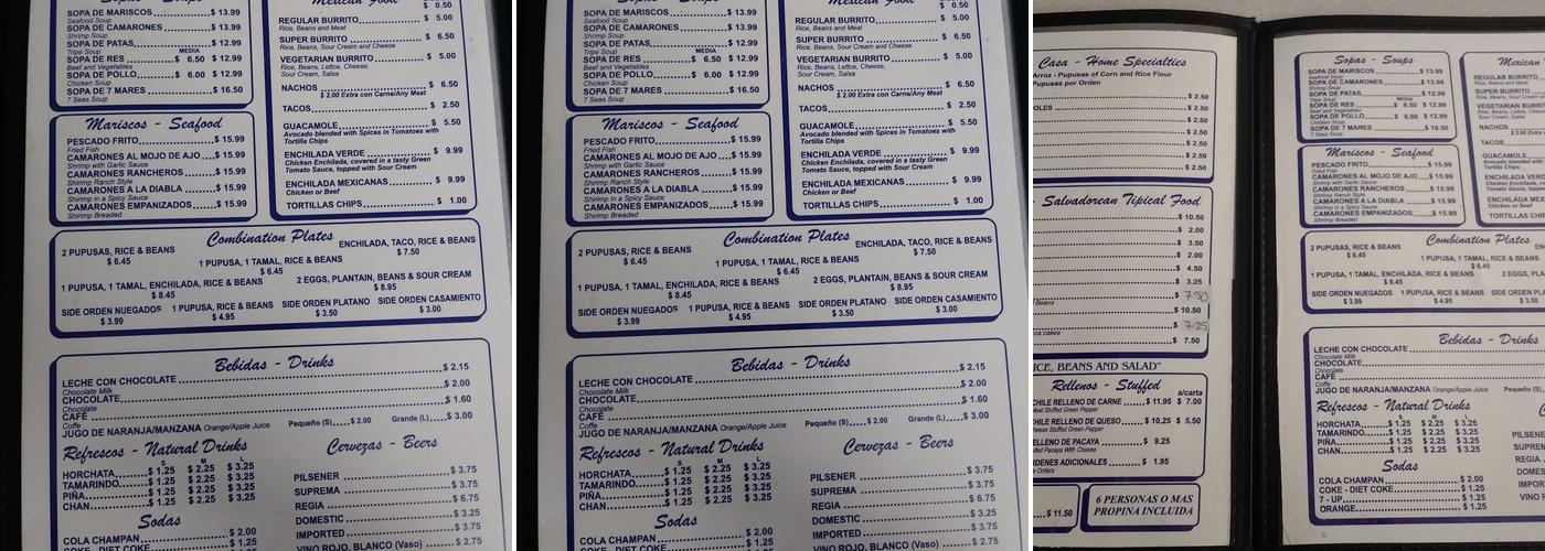 Los Planes De Renderos Menu